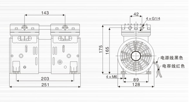 JP-100HDC負(fù)壓真空泵外觀尺寸圖